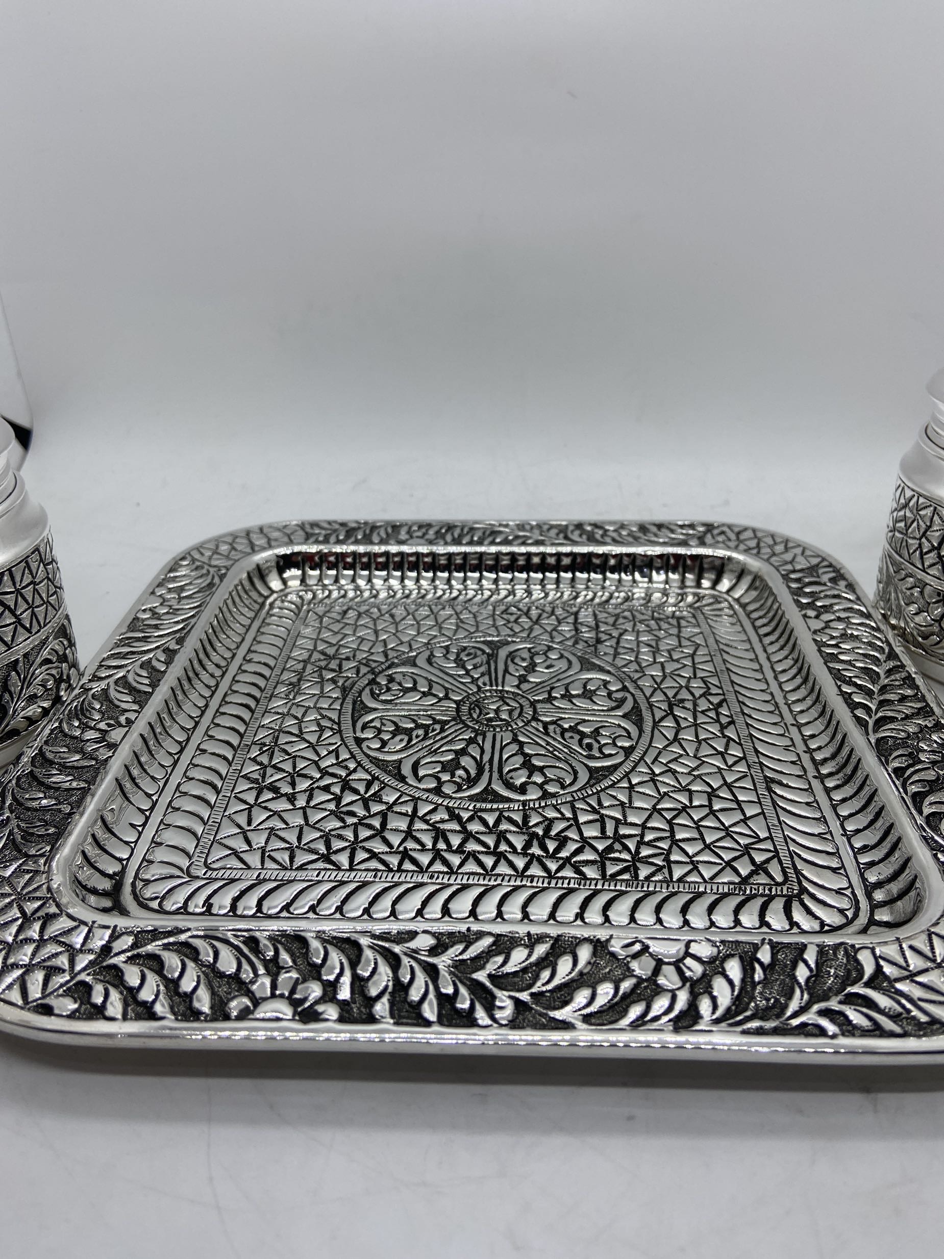 Pure 925 SIlver Storage Jars 4 Antique Jars With Tray Food Jar used for Tabletops Home decoration and Kitchen storage jars