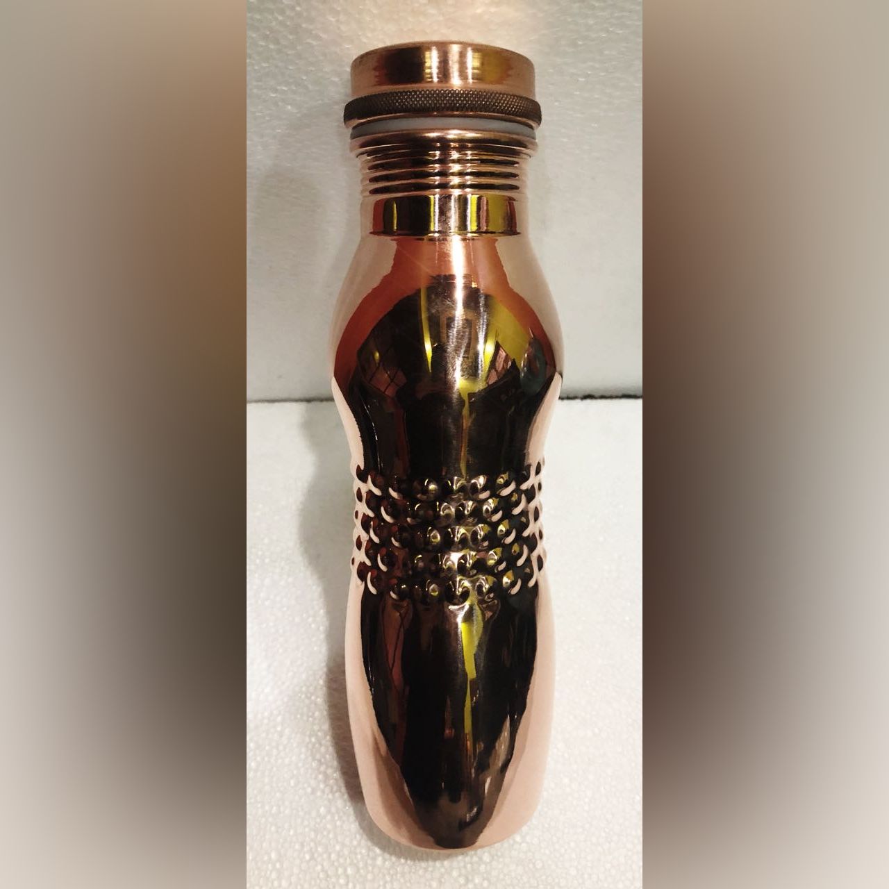 Pure Copper Curve Indent Design YOGA Water Bottle for Ayurvedic Health Benefits Leak Proof