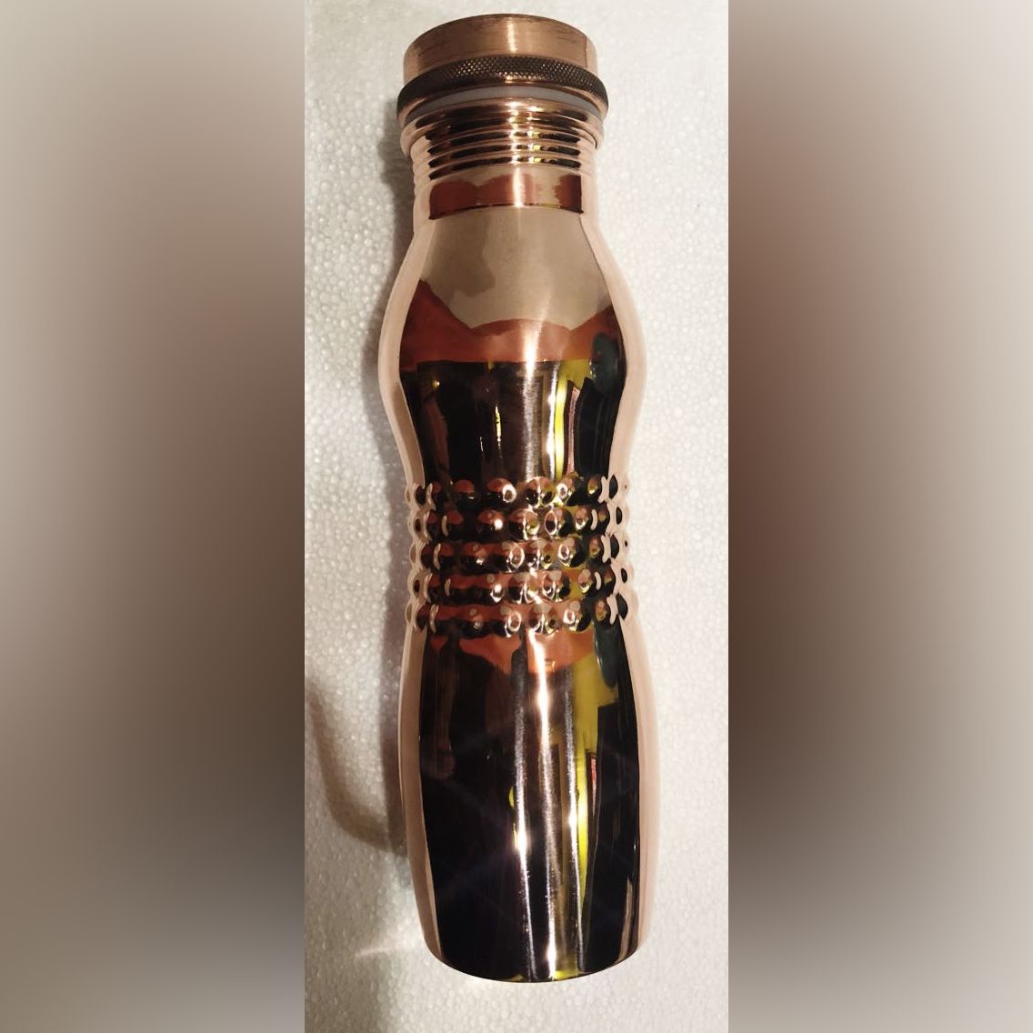 Pure Copper Curve Indent Design YOGA Water Bottle for Ayurvedic Health Benefits Leak Proof