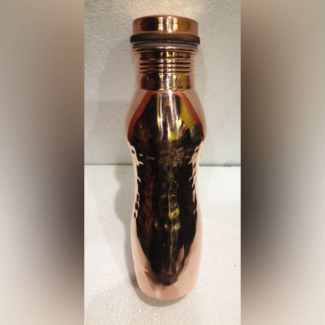 Pure Copper Curve Indent Design YOGA Water Bottle for Ayurvedic Health Benefits Leak Proof