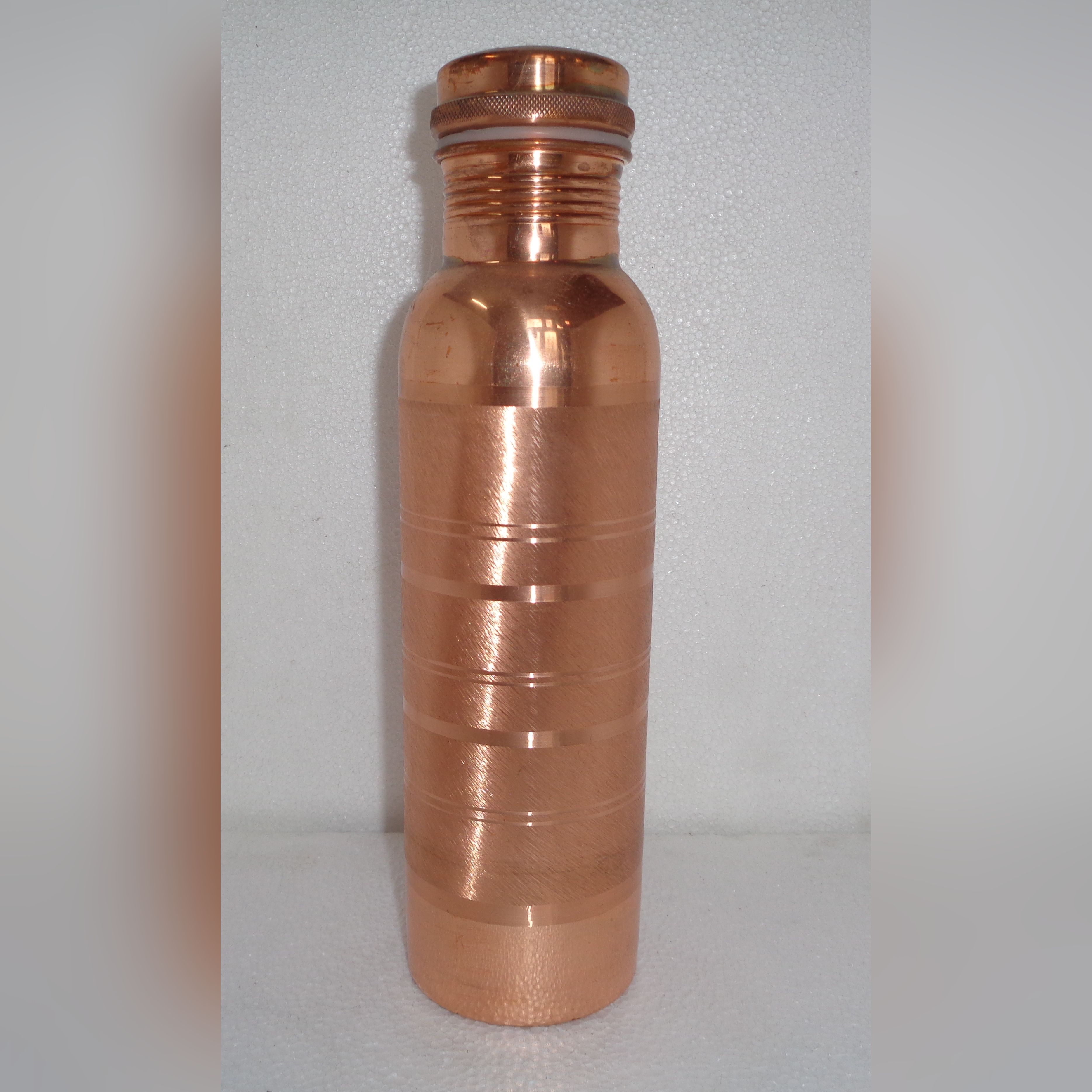 Pure Copper Hand Made Curve Indent Water Bottle Drinking Vessel 100% Pure Copper Easy To Carry