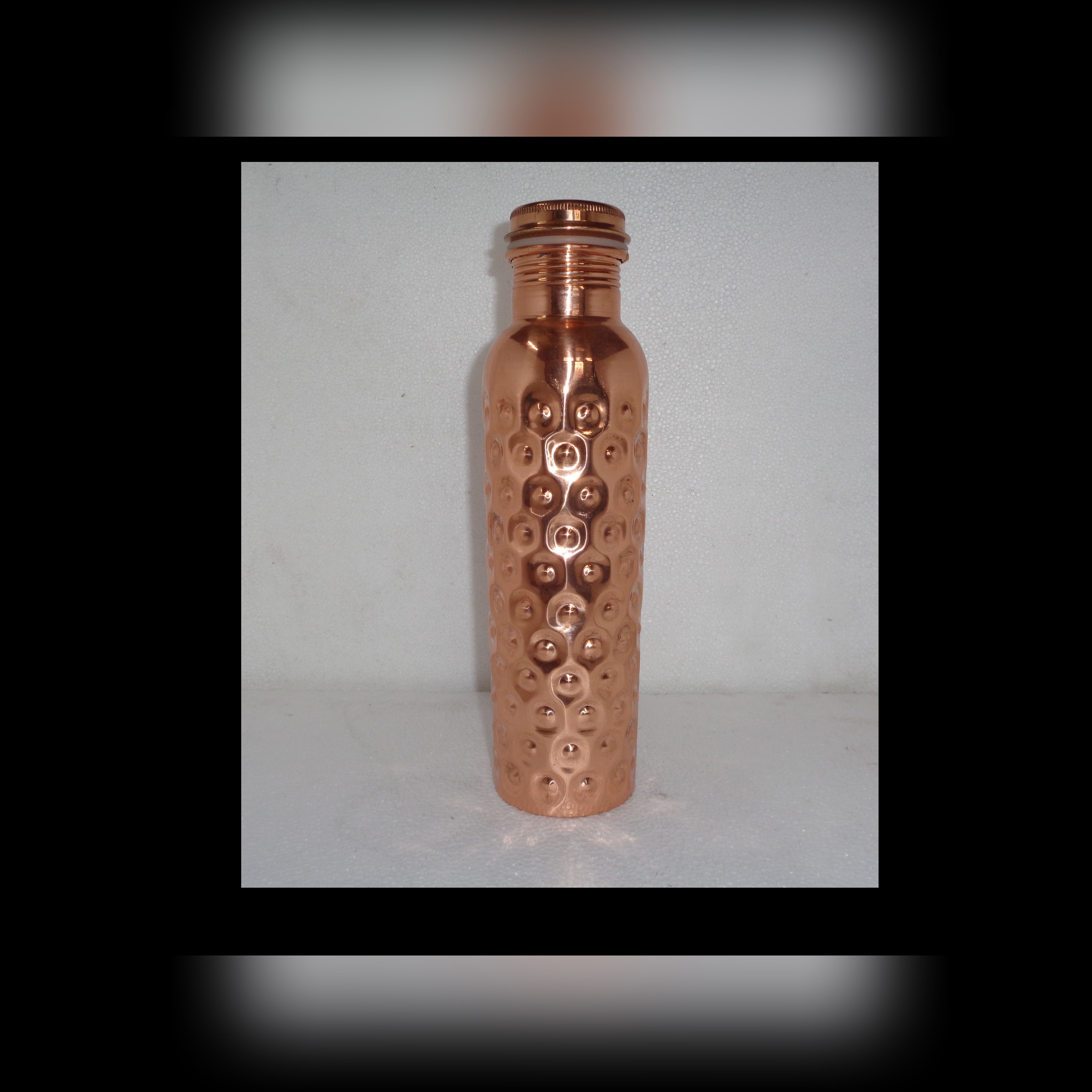 Pure Copper Hand Made Diamond Water Bottle Drinking Vessel 100% Pure Copper Easy To Carry