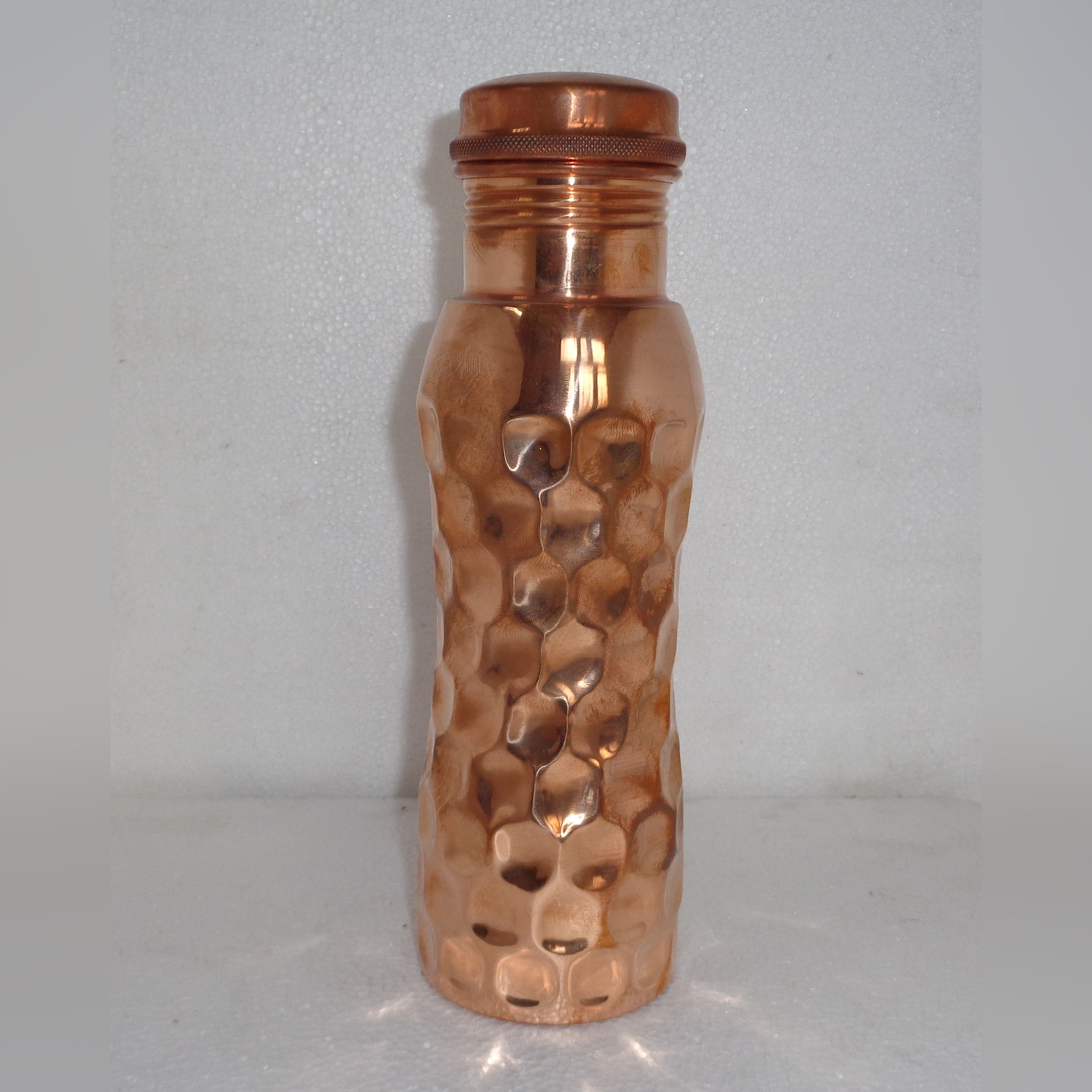 Pure Copper Hand Made Diamond Water Bottle Drinking Vessel 100% Pure Copper Easy To Carry