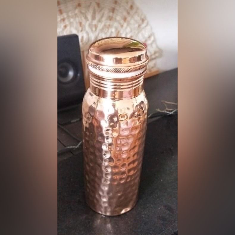 Pure Copper Hand Made Hammered Water Bottle Drinking Vessel 100% Pure Copper Easy To Carry