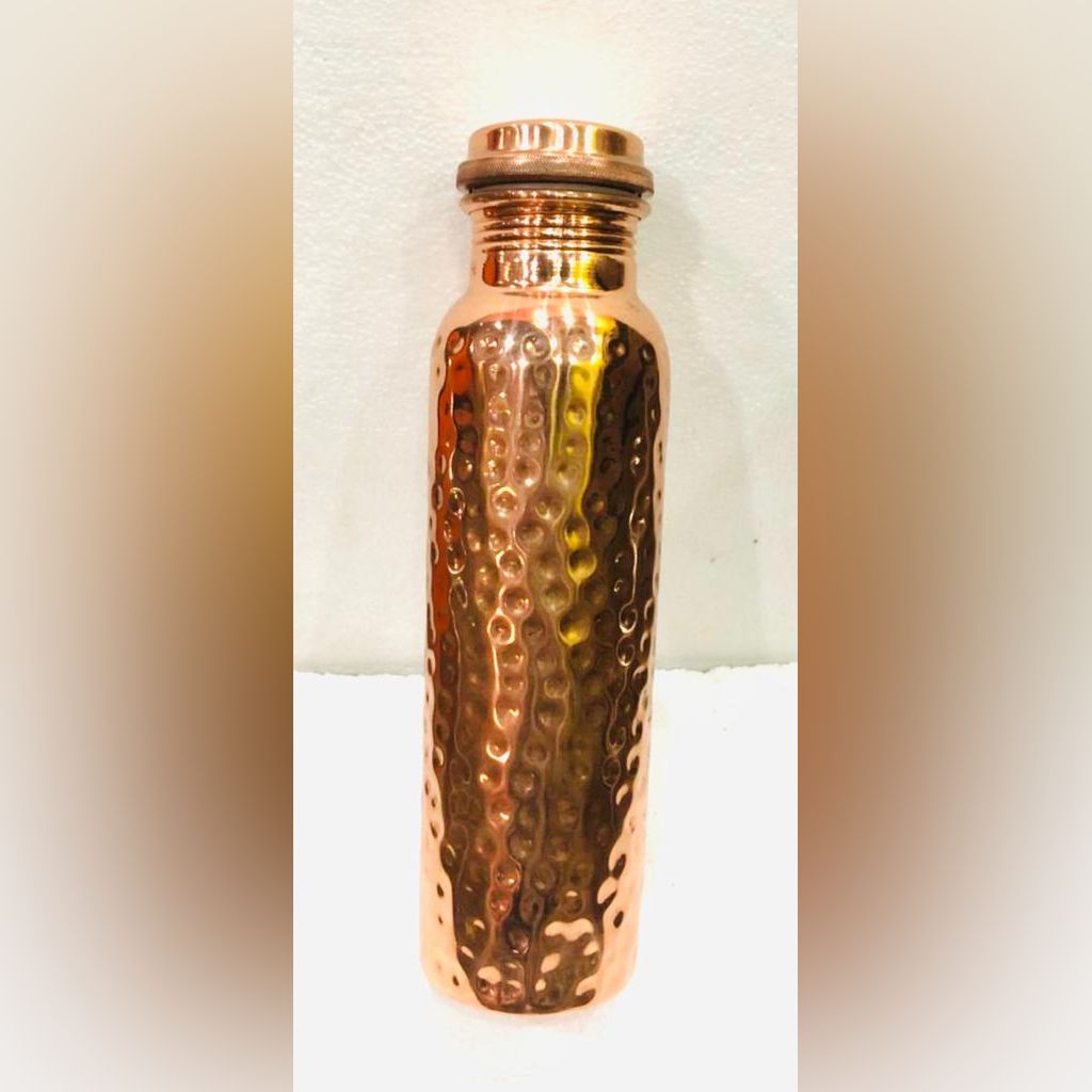 Pure Copper Hand Made Hammered Water Bottle Drinking Vessel 100% Pure Copper Easy To Carry