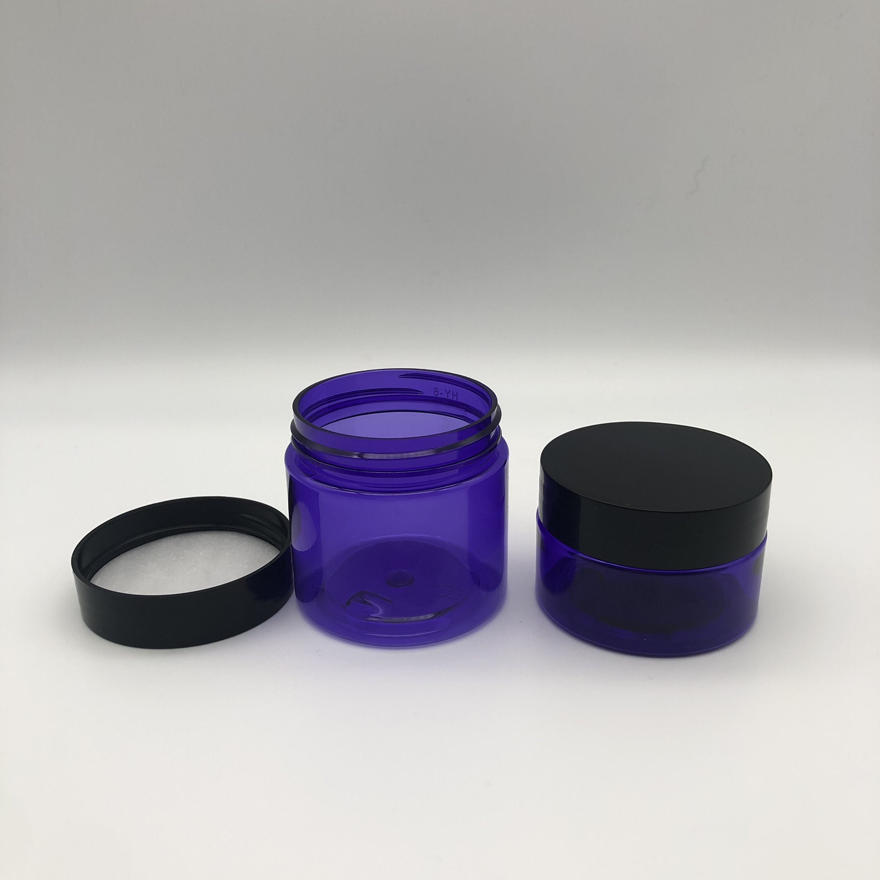 Purple 1 Ounce 2 Ounce PET Plastic Jars with Black Lids