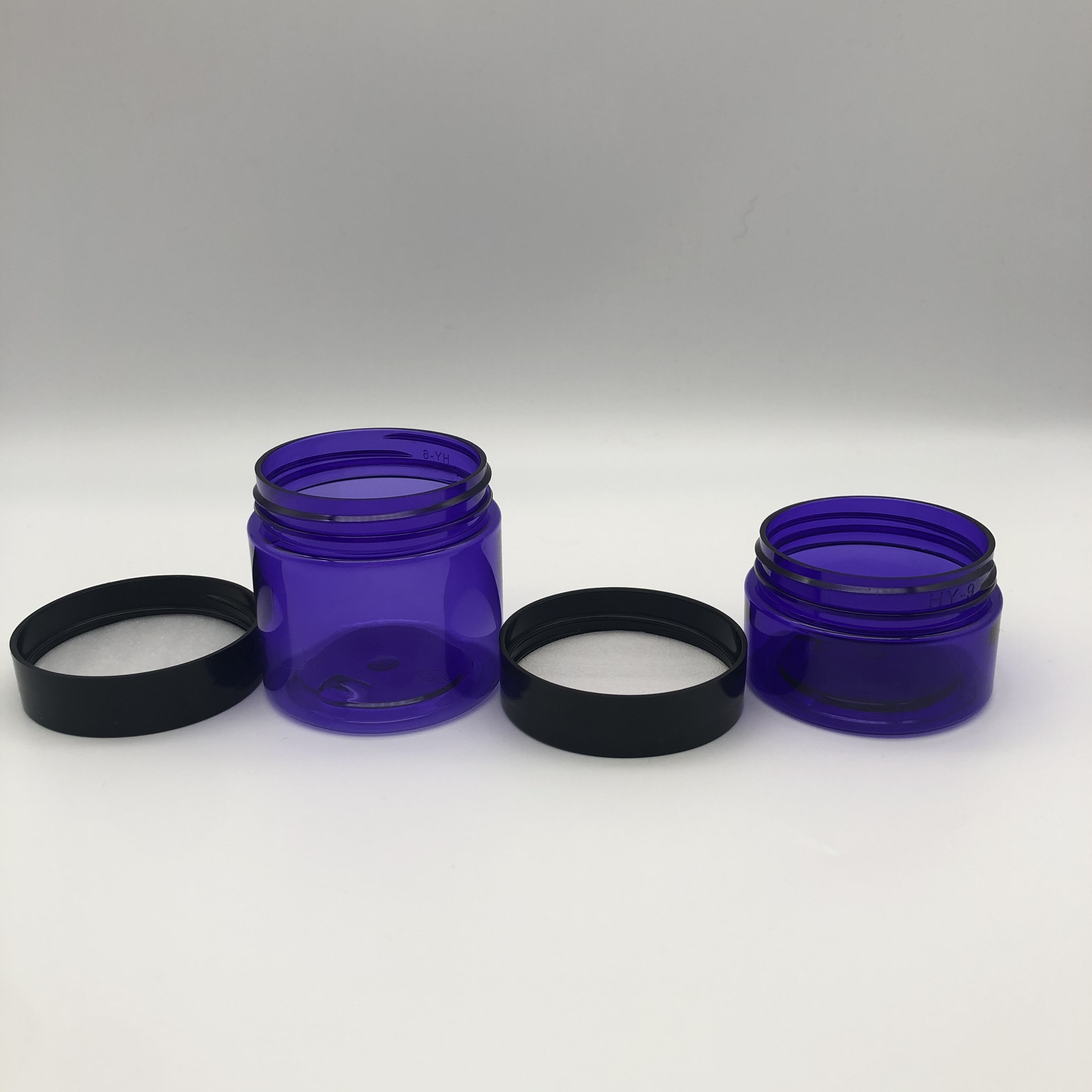 Purple 1 Ounce 2 Ounce PET Plastic Jars with Black Lids