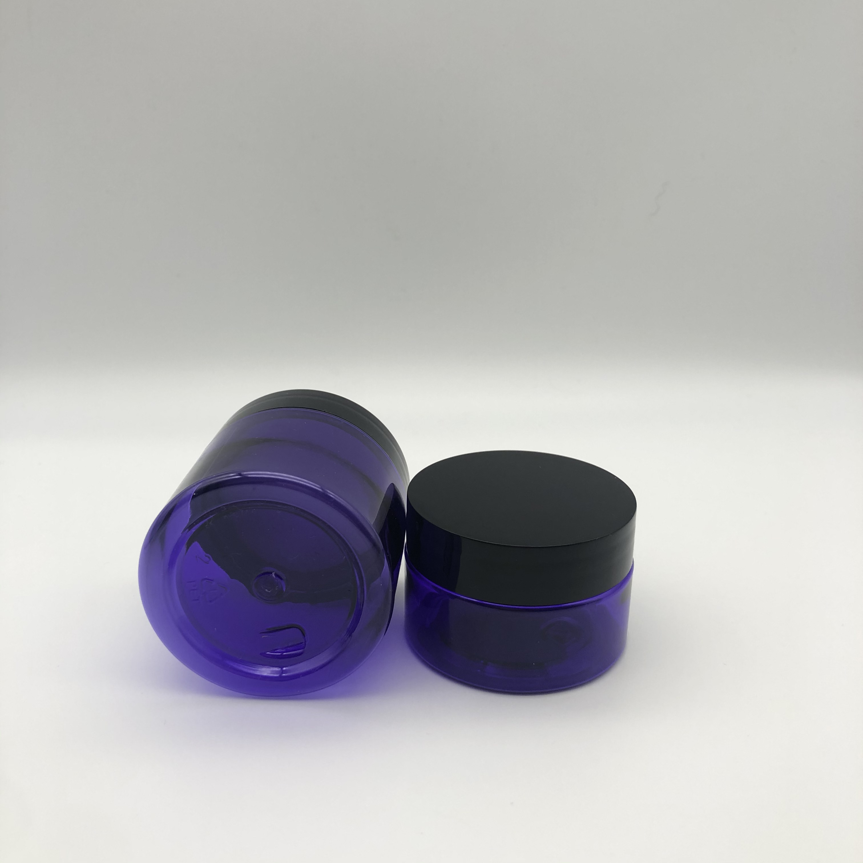 Purple 1 Ounce 2 Ounce PET Plastic Jars with Black Lids