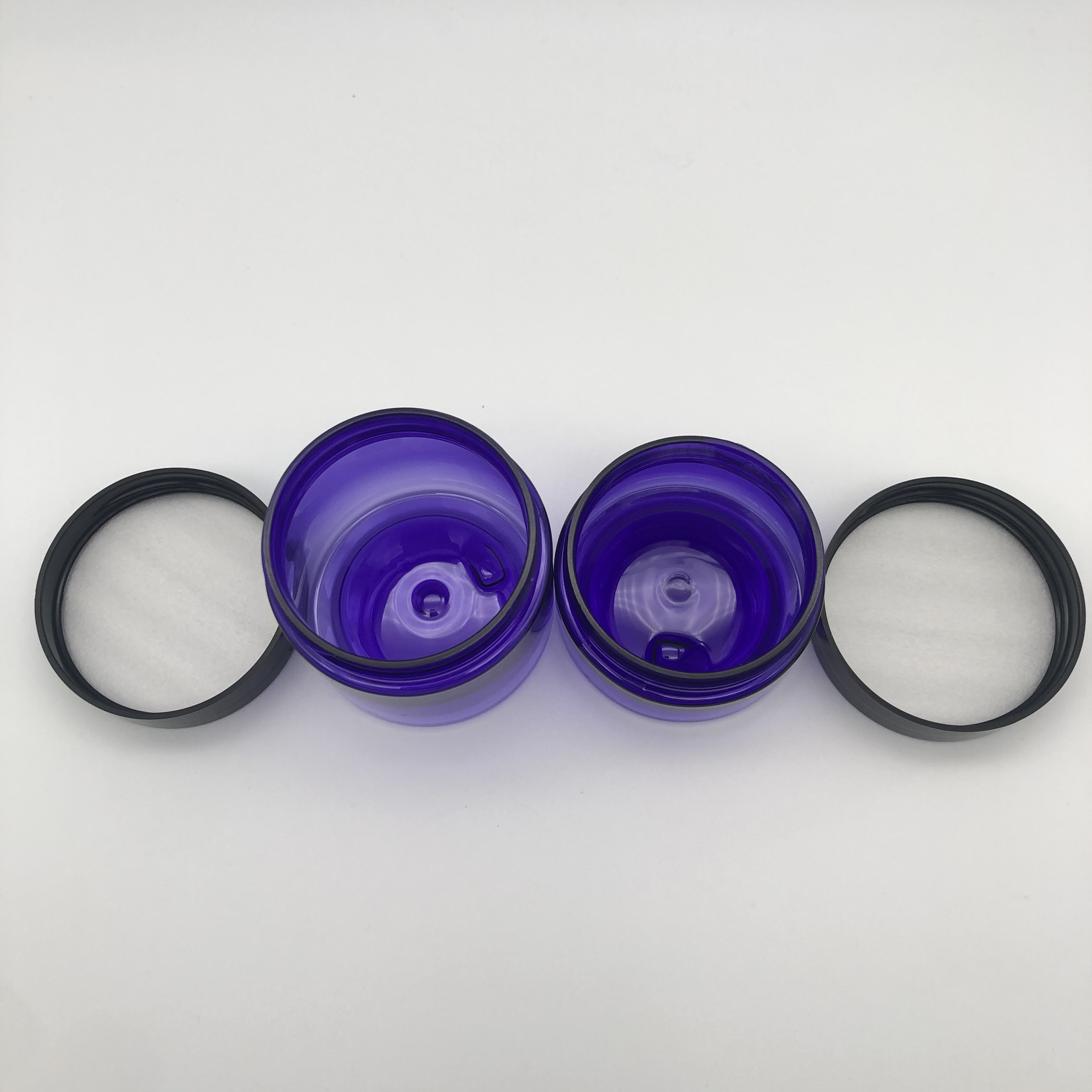 Purple 1 Ounce 2 Ounce PET Plastic Jars with Black Lids