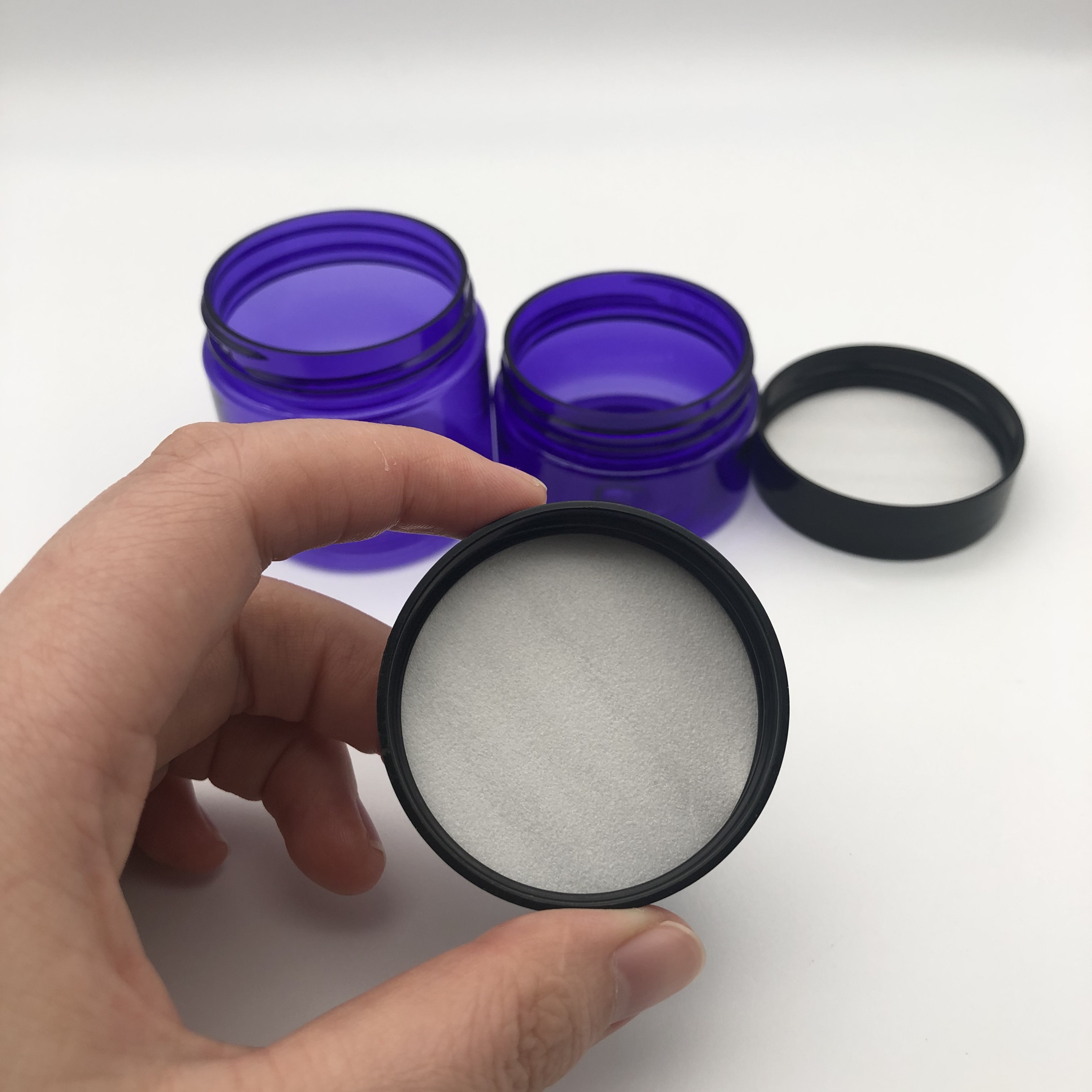 Purple 1 Ounce 2 Ounce PET Plastic Jars with Black Lids