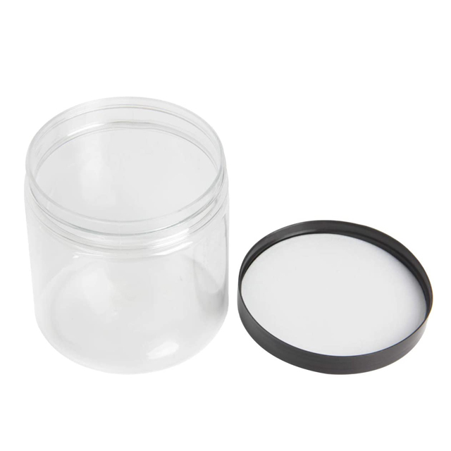 Purple 8 Ounce Round Plastic Cosmetic Food Packaging Jars with Black Lids