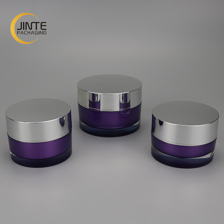Purple Cosmetic Packaging 100ml 3 OZ Plastic Container Jar, Face Cream Jar