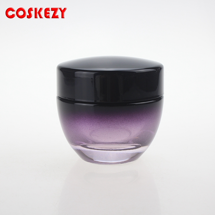 Purple Empty Cosmetic Cream Glass Skincare Container Design Glass Bottle Packaging 50ml Glass Jar for Face Cream