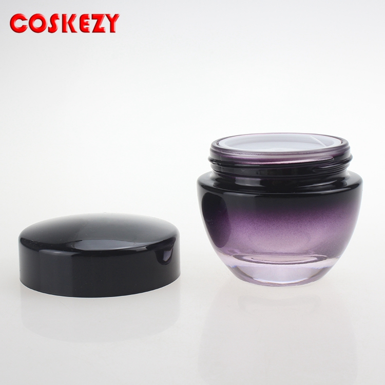 Purple Empty Cosmetic Cream Glass Skincare Container Design Glass Bottle Packaging 50ml Glass Jar for Face Cream