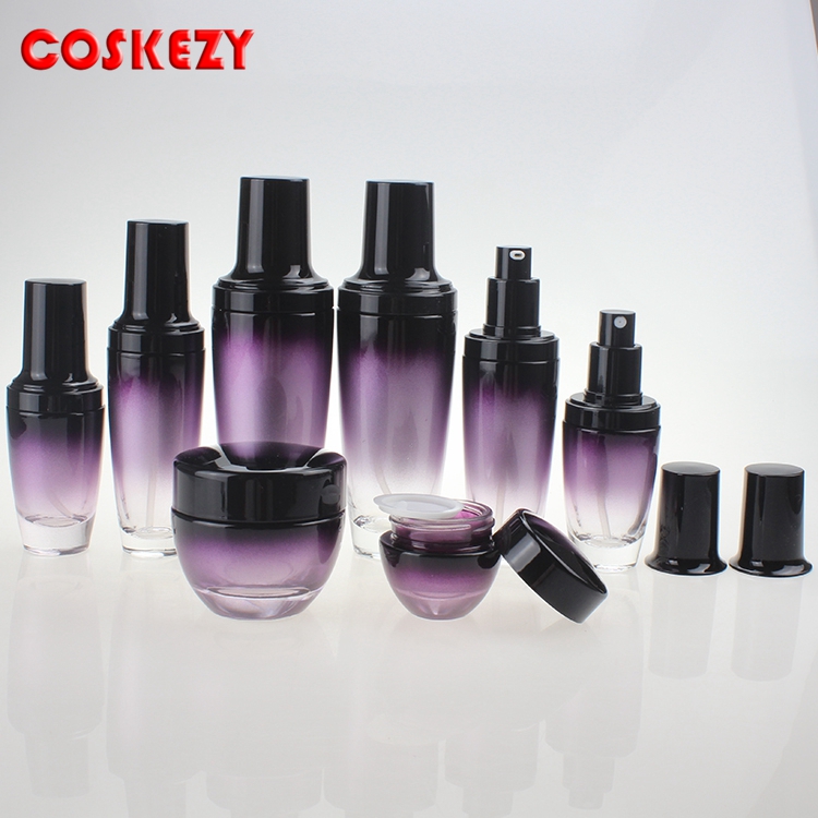 Purple Empty Cosmetic Cream Glass Skincare Container Design Glass Bottle Packaging 50ml Glass Jar for Face Cream
