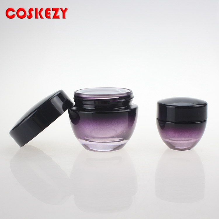 Purple Empty Cosmetic Cream Glass Skincare Container Design Glass Bottle Packaging 50ml Glass Jar for Face Cream
