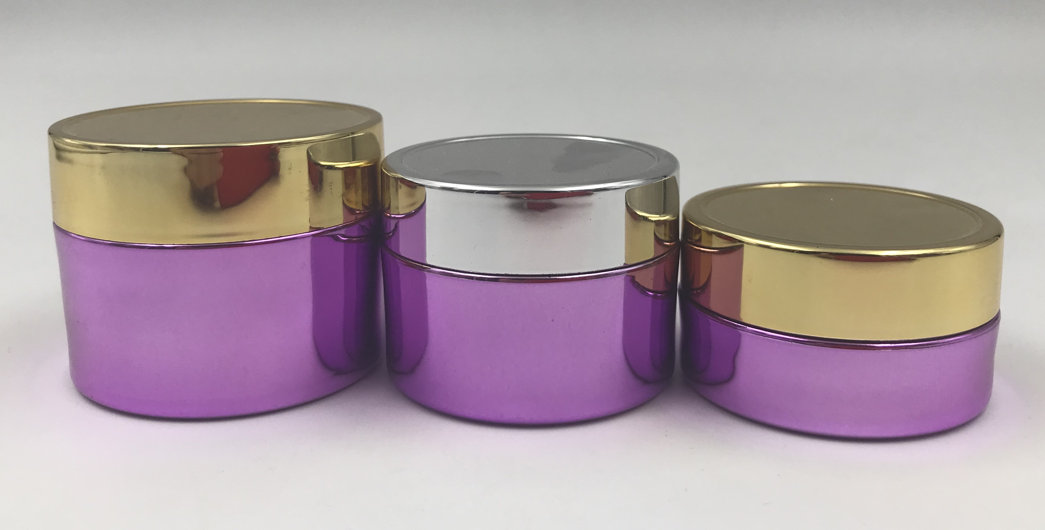Purple plastic round cosmetic skin care gold plastic jar 30g