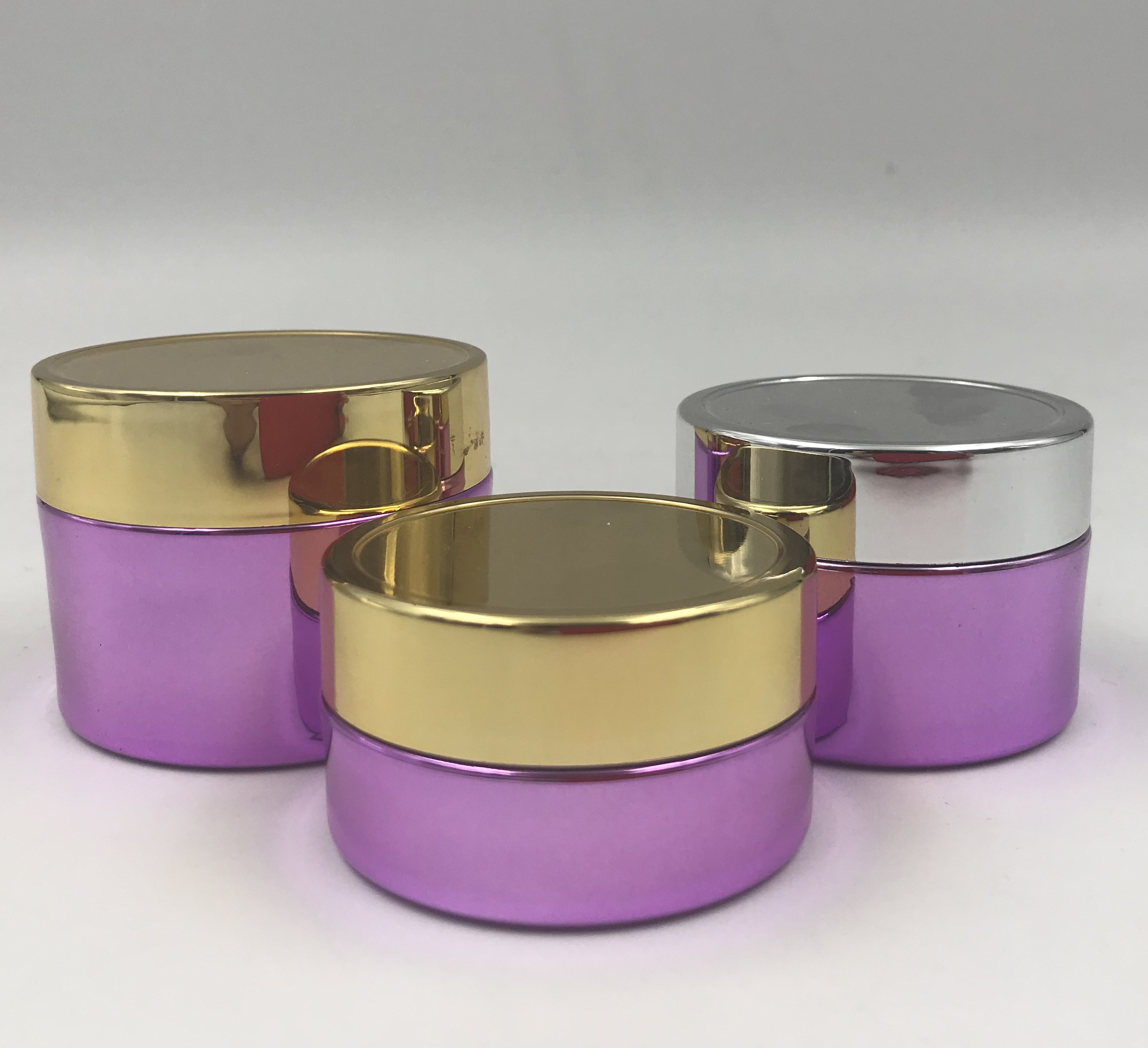 Purple plastic round cosmetic skin care gold plastic jar 30g