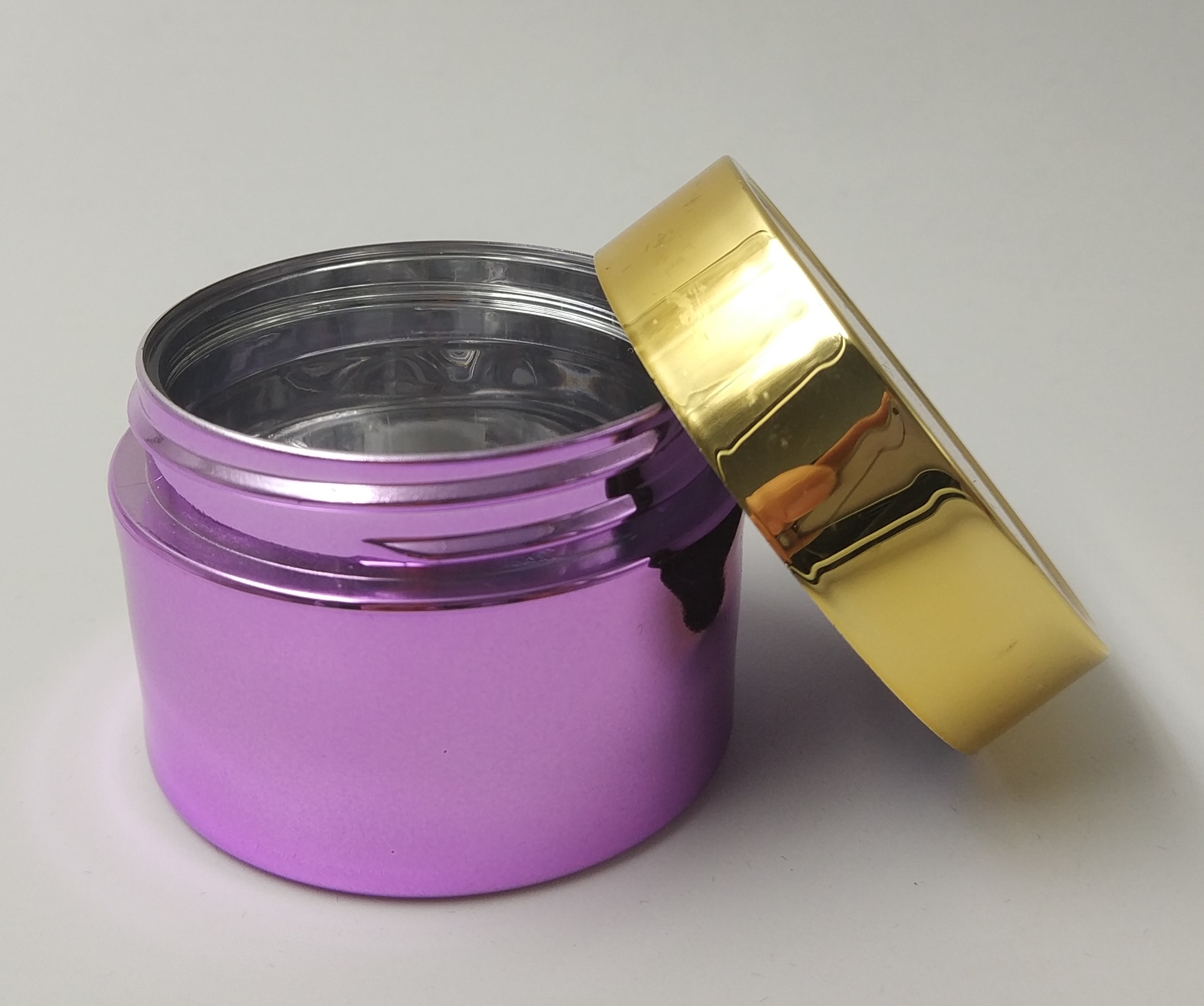 Purple plastic round cosmetic skin care gold plastic jar 30g