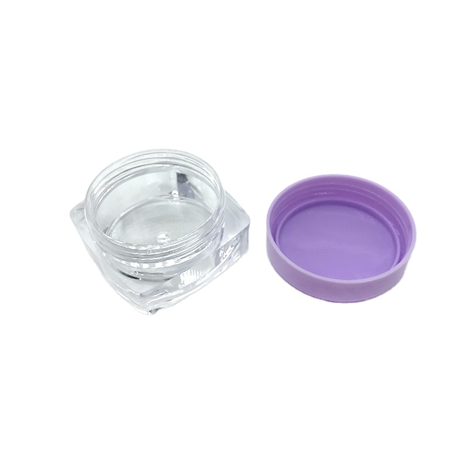 Purple plastic square jars 10g cosmetic jar clear plastic eye cream jar