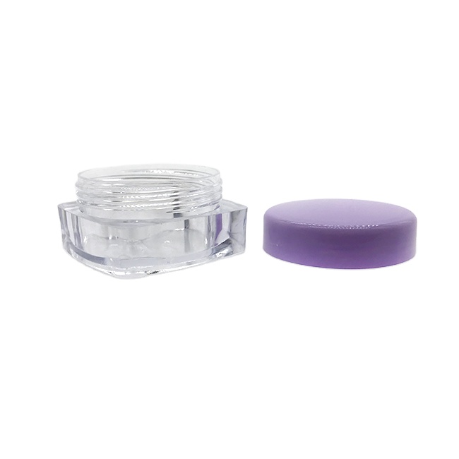 Purple plastic square jars 10g cosmetic jar clear plastic eye cream jar