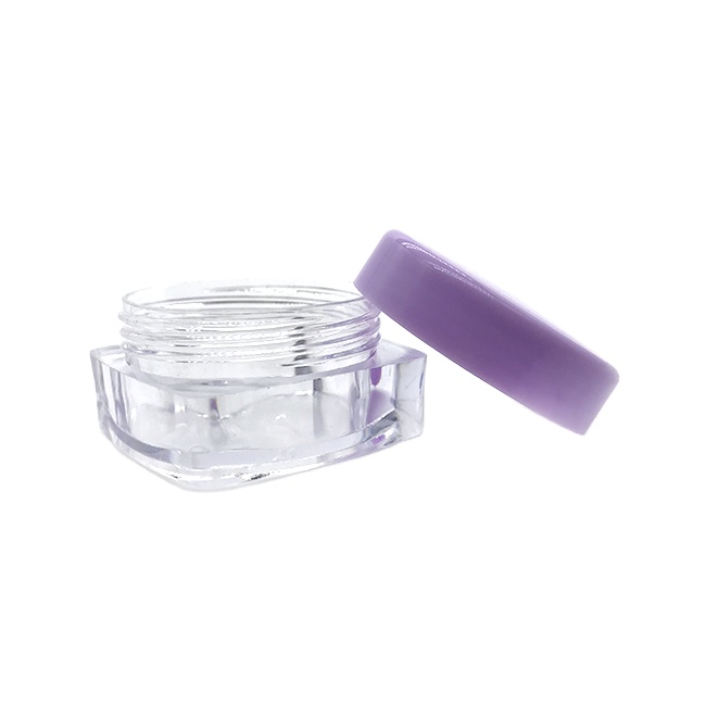 Purple plastic square jars 10g cosmetic jar clear plastic eye cream jar