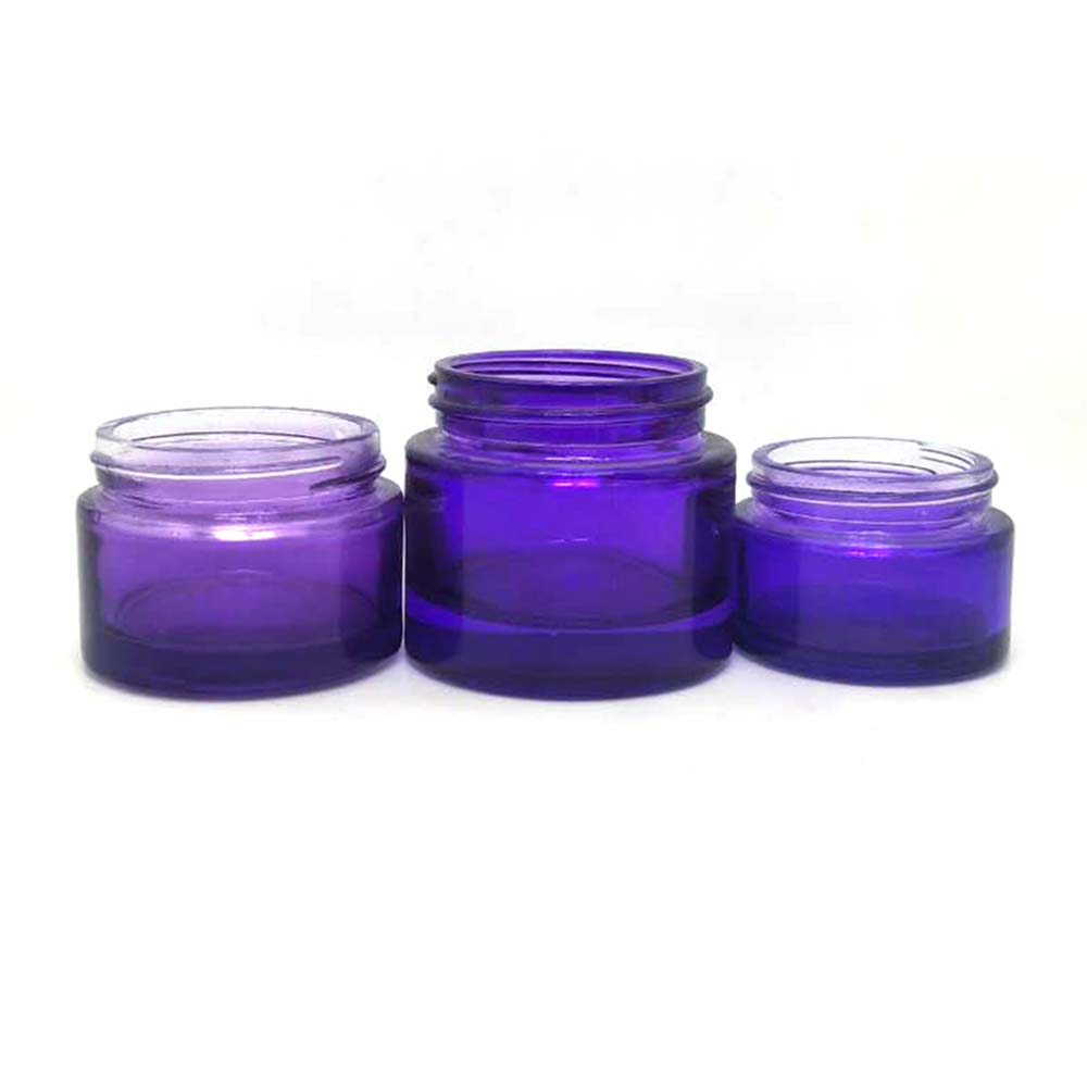 Purple round cream container cosmetic glass hair cream jar wholesale cosmetic containers