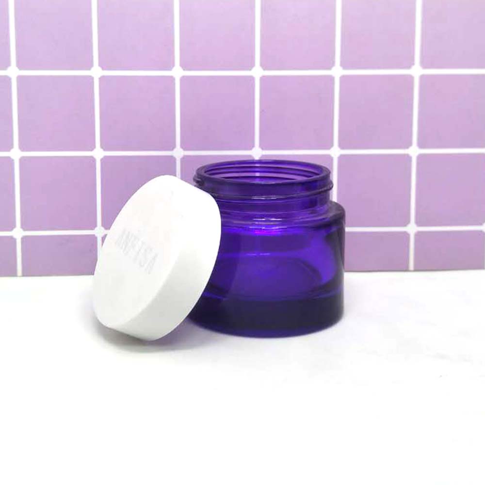 Purple round cream container cosmetic glass hair cream jar wholesale cosmetic containers