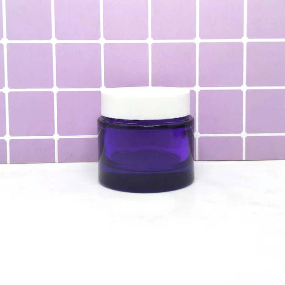 Purple round cream container cosmetic glass hair cream jar wholesale cosmetic containers