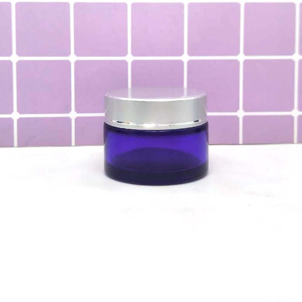 Purple round cream container cosmetic glass hair cream jar wholesale cosmetic containers