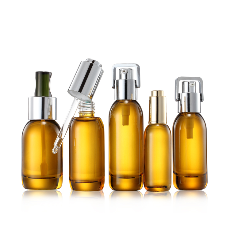 Push Button Cosmetics dropper bottle Luxury Serum lotion bottle pump frosted glass cosmetic bottle