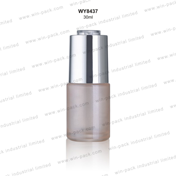 Push Dropper Serum Bottle Cosmetic 30ml Flat Shoulder Glass Luxury Essential Oil Screen Printing Personal Care