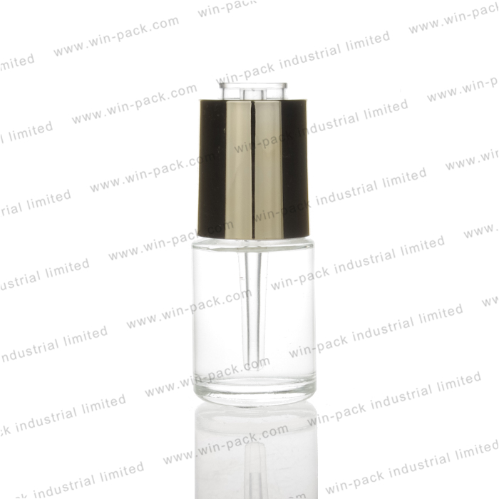 Push Dropper Serum Bottle Cosmetic 30ml Flat Shoulder Glass Luxury Essential Oil Screen Printing Personal Care