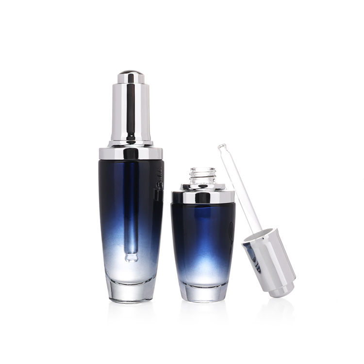 Push button essential oil bottle 15ml 20ml 50ml gold glass eye face serum dropper bottle for sale