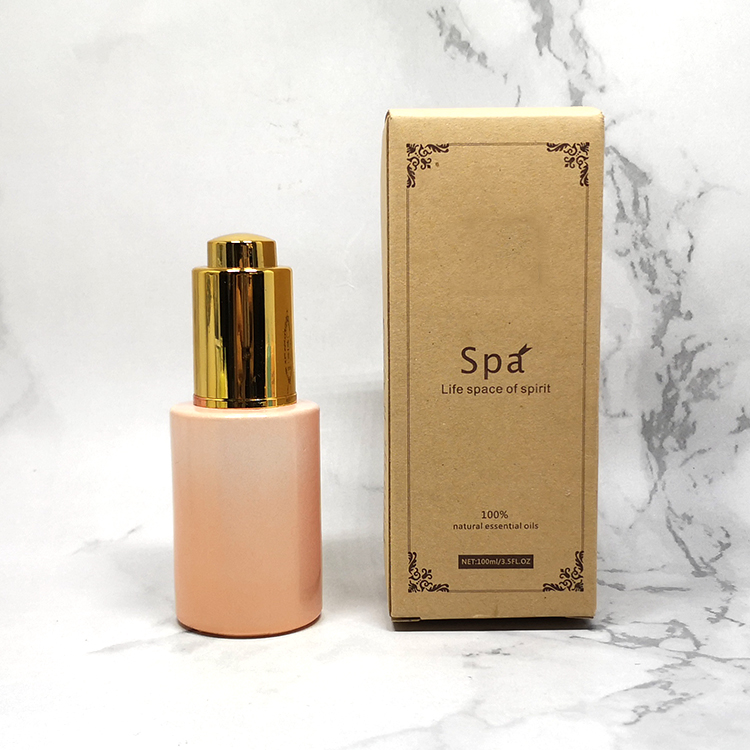 Push button flat shoulder essential oil bottle customize frosted cosmetic glass dropper bottle