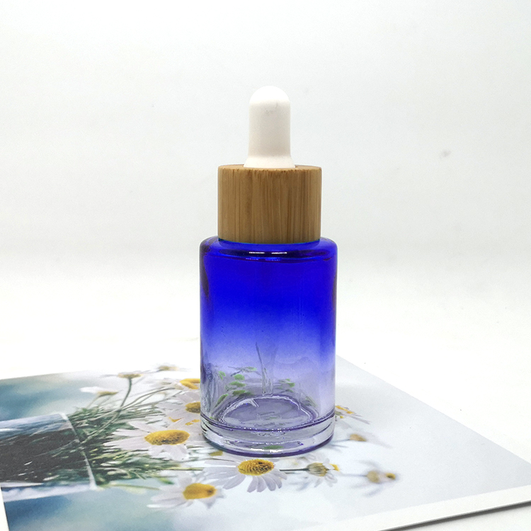Push button flat shoulder essential oil bottle customize frosted cosmetic glass dropper bottle