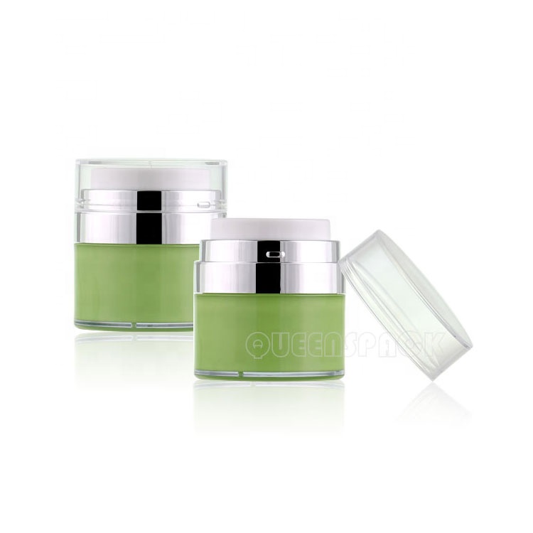 QS1025A 15ML 30ML 50ML Cosmetic Cream Airless Jar Container Acrylic Round Airless Pump Face Cream Jar Bottle