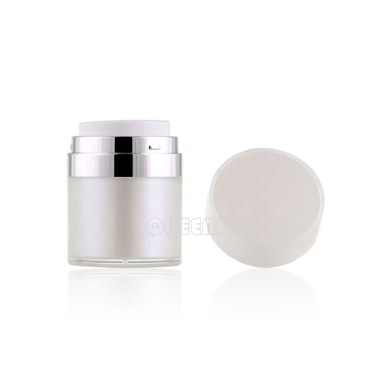 QS1025A 15ML 30ML 50ML Cosmetic Cream Airless Jar Container Acrylic Round Airless Pump Face Cream Jar Bottle