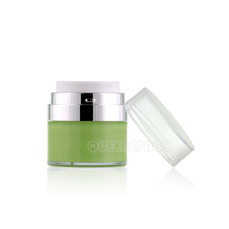 QS1025A 15ML 30ML 50ML Cosmetic Cream Airless Jar Container Acrylic Round Airless Pump Face Cream Jar Bottle