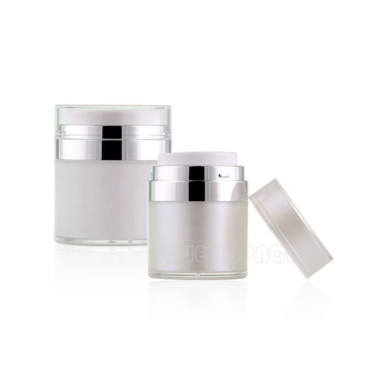 QS1025A 15ML 30ML 50ML Cosmetic Cream Airless Jar Container Acrylic Round Airless Pump Face Cream Jar Bottle