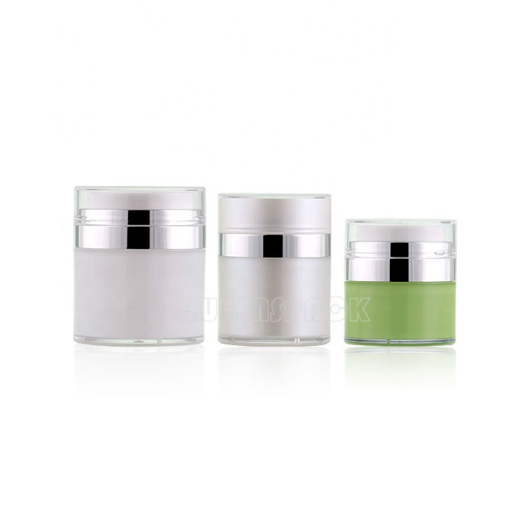 QS1025A 15ML 30ML 50ML Cosmetic Cream Airless Jar Container Acrylic Round Airless Pump Face Cream Jar Bottle