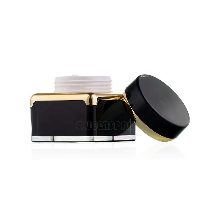 QS1056 30ML 50ML Black Plastic Acrylic Square Luxury Cosmetic Empty Cream Jars