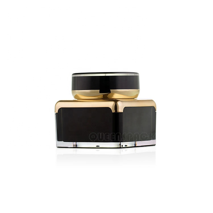QS1056 30ML 50ML Black Plastic Acrylic Square Luxury Cosmetic Empty Cream Jars