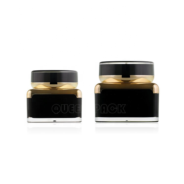 QS1056 30ML 50ML Black Plastic Acrylic Square Luxury Cosmetic Empty Cream Jars