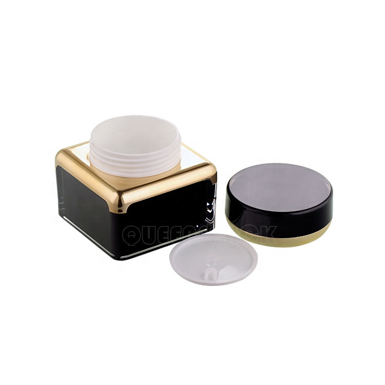 QS1056 30ML 50ML Black Plastic Acrylic Square Luxury Cosmetic Empty Cream Jars