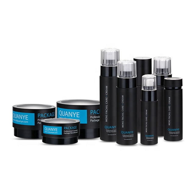 (QY-SET-002) 2020 New Set Black Color Plastic cosmetic jar/bottle set package
