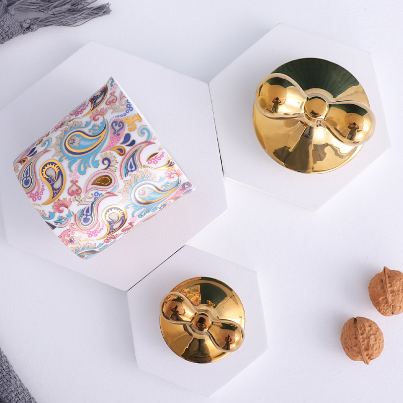 QYD 7pcs Porcelain small ceramic wholesale airtight food spice jar gold Mickey lid kavanoz storage bottles & jars containers