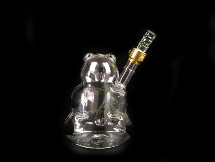 QiAOQi 2020 Hot Sale 500ml panda Glass Bottle Wholesale Clear Gun Shape Glass Decanter Glass Ginseng Wine