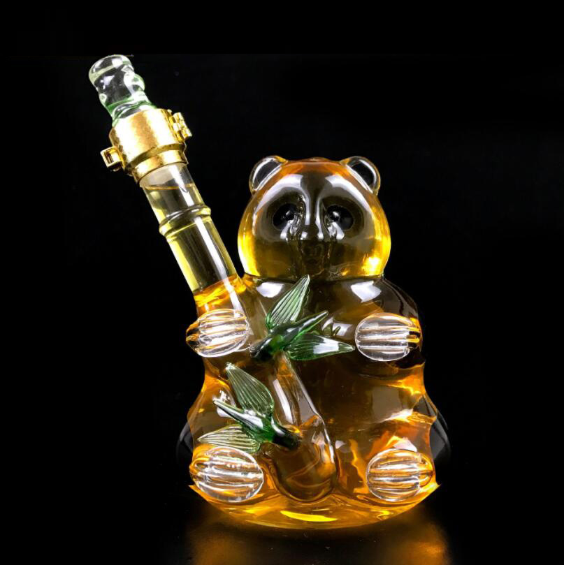 QiAOQi 2020 Hot Sale 500ml panda Glass Bottle Wholesale Clear Gun Shape Glass Decanter Glass Ginseng Wine