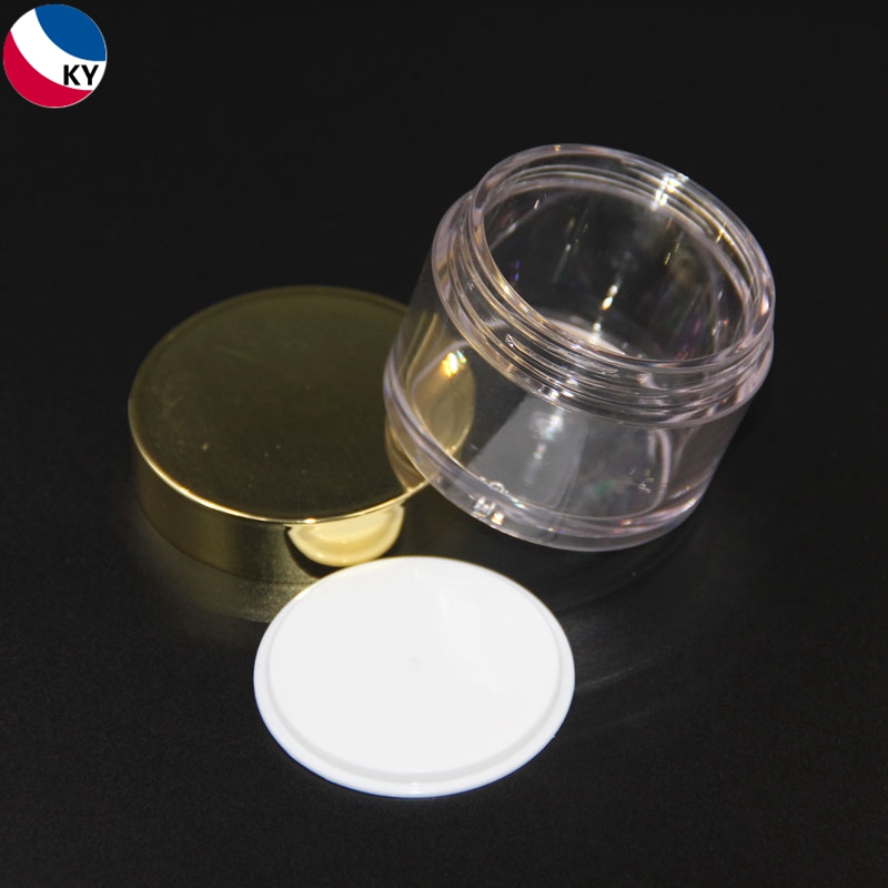 Quality Textured Cosmetic Face Cream Packaging Containers Thick Walled Material Round Gold 1 Oz Pet Plastic Jar With Lid